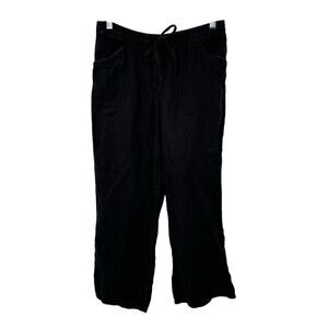 J. Jill Linen Loose Trouser Pant Women's 8 Black Comfort Relax Travel Lagenlook